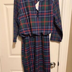 Gretchen Scott Designs Navy and Red Plaid So Sexy Long Sleeve Dress